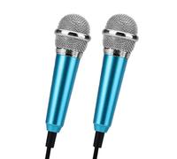 HOLIDYOYO Micrófono K Song Móvil Azul, Mini Micrófono Metálico para Cantar Función Plug And Play y Grabación, Pack de 2piezas Adecuado para Karaoke en Teléfono Celular Varios estilos
