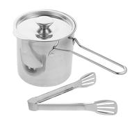 HOLIDYOYO Olla Freidora Inoxidable con Mango y Colador Microperforado de Mini Freidora para Cocina para Hogar y Restaurantes Diseño Compacto y