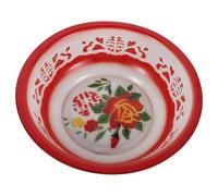 HOLIDYOYO Palangana Esmaltada Vintage de 34 CM Cuenco para Mezclar Multifuncional Recipiente Resistente para Cocina Limpieza Facial y Campamentos Palangana Retro Roja Doble Felicidad