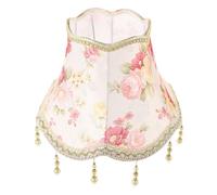 HOLIDYOYO Pantalla Lámpara Vintage Pequeña con Flecos de Cuentas Cubierta Decorativa para Lámpara de Hogar Diseño Floral Jacquard Fácil Instalación Estilo Romántico y Delicado