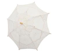 HOLIDYOYO Paraguas de Encaje Grande Color Marfil para Fotografía Infantil y Danza Sombrilla Vintage de Algodón Accesorio Decorativo para Bodas y Cosplay Parasol Elegante para