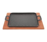 HOLIDYOYO Plancha de Hierro Gruesa Asas Dobles 1 Juego Rectangular | Calienta de Forma Uniforme, Fácil de Guardar, para Asar Verduras y Carne