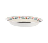 HOLIDYOYO Plato Esmaltado Retro Estilo Chino Blanco de 30 Cm Patrón Floral, Resistente y Fácil de Usar para Bar y Hogar