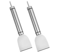 HOLIDYOYO Raspador de Acero Inoxidable 304 para Limpieza de Cocina y Hogar, 2 Piezas, Espátula para Quitar Grasa, Hielo y Adhesivos, Herramienta Manual para Estufa y Congelador