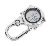 HOLIDYOYO Reloj de Bolsillo Multifuncional Plateado Números Negros, Mosquetón Metálico Resistente, Digital para Hombre, Adecuado para Actividades al Aire Libre y Escalada, Tamaño Compacto