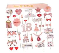 HOLIDYOYO Set De Apoyos Fotográficos De Mano para Photocall Cumpleaños 18 con Diseño Temático Elegante Y 33 Piezas para Fiesta Divertida Y Interesantes