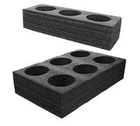 HOLIDYOYO Soporte Para Bebidas Múltiples Orificios 3 y 6 Huecos, Espuma De Perlas Negra, Portavasos Reutilizable Para Café, Té y Bebidas Para Llevar Oficina, Picnic y Restaurante - Pack 2 Unidades