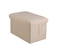 HOLIDYOYO Taburete Plegable de Lino con Almacenamiento Baúl Organizador para Juguetes y Reposapiés Banco Ligero para Dormitorio y Salón Color Beige