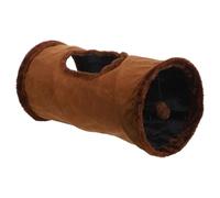 HOLIDYOYO Túnel Plegable para Gatos de Interior de Gamuza Marrón con Mirilla y Pelota de Peluche Juguete Interactivo para Gatos Activos y Exploradores Túnel de Juego Resistente y Cómodo