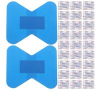HOLIDYOYO Vendajes Adhesivos Impermeables 45x51 Mm, Parches Flexibles y Transpirables para Primeros Auxilios, Cinta de Vendaje Azul sin Látex, 100 Unidades para Cuidado de Heridas