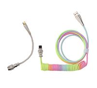 Holigie Cable de Bobina de Teclado de Juego, Color de gradiente RGB Luminoso Cable de Resorte Enrollado Mecánico Customic Mechanical Personalizado (Tipo 2)