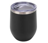 Holigie Copa de vino de vino de acero inoxidable Capas de vino de aspiración de pared doble con tapas para tapa para cócteles de café helado (Negro)