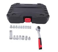 Holigie Juego de vasos pasantes, juego de vasos pasantes de 10-24 mm y 12 puntos con llave de trinquete reversible 72T y adaptador de accionamiento de 1/2 3/8 pulgadas