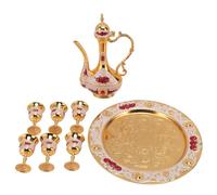 Holigie Vintage Turkish Coffee Pot Set Zinc Alloy Rustproof Colorfast Elegant Turkish Tea Set for Home Party Banquet Wedding (Holigiehs4n0-13)