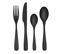 HOLIHIGH Juego de cubiertos de acero inoxidable negro para 6 personas, juego de vajilla de cubiertos negro mate, cubiertos con cuchara cuchillo y tenedor, fácil de limpiar, apto para lavavajillas