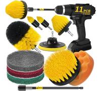 Holikme Juego de 11 piezas de accesorios de cepillo de taladro, almohadillas de estropajo, kit de limpieza multiusos para superficies de baño, lechada, suelo, bañera, ducha, azulejos, esquinas