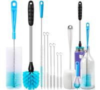 Holikme Juego de 8 cepillos de limpieza para botellas, limpiador de botellas de mango largo para lavar botellas de cerveza de cuello estrecho, decantador de vino, cubierta de taza, color blanco