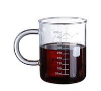 holilest Caffeine Beaker Mug, Graduated Beaker Mug con Asa, Vidrio de Borosilicato, Transparente, 450 ml, Taza, Mug
