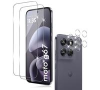 Holilo 2+2 Piezas para Motorola Moto G67/G77 Protector de Pantalla Cristal Templado + Protector cámara,Vidrio Templado Anti-Arañazos Sin Burbujas Glass Protector