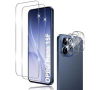 Holilo 2+2 Piezas para OPPO Reno 15F/Reno 15FS 5G/Reno 15 FS 5G Protector de Pantalla Cristal Templado + Protector cámara,Vidrio Templado Anti-Arañazos Sin Burbujas Glass Protector