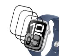 Holilo 3 Piezas Protector Pantalla para Apple Watch Series 10 46mm, Anti-Arañazos 9H Dureza Cristal Templado Anti-Huella Sin Burbujas Cobertura Película Protectora de Cobertura