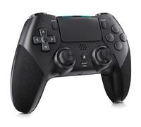 Holilo Mando para PS-4, Mando Inalámbrico para P-S4/Slim/Pro Gamepad Joystick con Dual Vibración, 6 Axis Gyro Sensor, Turbo, Touch Panel, Audio Jack-Negro