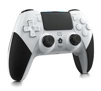 Holilo Mando para PS-4, Mando Inalámbrico para P-S4/Slim/Pro Gamepad Joystick con Dual Vibración, 6 Axis Gyro Sensor, Turbo, Touch Panel, Audio Jack-Blanco
