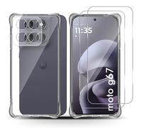 Holilo para Motorola Moto G67/G77 Silicona Funda + 2 Piezas Protector de Pantalla, 9H Dureza HD Cristal Templado Slim Carcasa Suave Gel Rasguño y Resistente Teléfono Móvil Cover