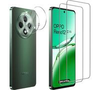 Holilo para OPPO Reno 12 FS/12FS/12F/12 F Protector de Pantalla Cristal Templado + Protector cámara, 2+2 Piezas 9H Dureza Vidrio Templado Anti-Arañazos Sin Burbujas Glass Protector