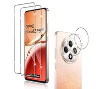 Holilo Para OPPO Reno 12 FS/Reno 12 F 5G/Reno 12 F 4G [2+2 Piezas] Protector de Pantalla Cristal Templado + Protector cámara, 9H Dureza HD Vidrio Templado Anti-Arañazos Glass Screen Protector