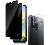 Holilo para Xiaomi Poco C85 5G Protector de Pantalla Privacidad +Protector cámara Cristal Templado - 2+2 Piezas, Anti Espía Privacy Vidrio Película HD Vidrio Templado Anti-Arañazos
