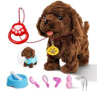 Holilo Perrito Juguete Ladra y Anda, Incluye Juguetes Interactivos como una Correa, un Comedero y un Peine, Perro Cargar Robot Perrito Juguete Interactivo, Animales de Juguetes niños 2 3 4 5 años