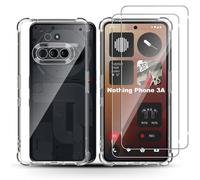 Holilo Silicona Funda + 1 Piezas Protector de Pantalla para Nothing Phone 3A, 9H Dureza HD Cristal Templado Slim Carcasa Suave Gel Rasguño y Resistente Teléfono Móvil Cover