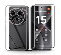 Holilo Silicona Funda + 1 Piezas Protector de Pantalla para Xiaomi 15 Ultra, 9H Dureza HD Cristal Templado Slim Carcasa Suave Gel Rasguño y Resistente Teléfono Móvil Cover