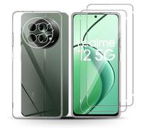Holilo Silicona Funda + 2 Piezas Protector de Pantalla para Realme 12 5G/Realme 12x 5G, 9H Dureza HD Cristal Templado Slim Carcasa Suave Gel Rasguño y Resistente Teléfono Móvil Cover