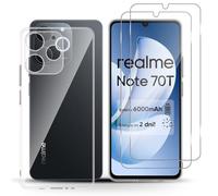 Holilo Silicona Funda + 2 Piezas Protector de Pantalla para Realme Note 70T, 9H Dureza HD Cristal Templado Slim Carcasa Suave Gel Rasguño y Resistente Teléfono Móvil Cover