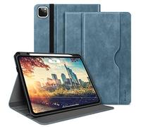 HOLIMET Funda para iPad Pro 12.9 2022 6.ª Generación, Piel de PU Case Protectora 5/4/3.ª Gen 2021/2020/2018 con Soporte para Lápiz Apple, Función de Auto-Sueño/Estela, Azul