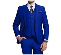 Holivyer Conjunto de Traje de 3 Piezas para Hombre, Chaqueta de Dos Botones, Chaqueta sólida, Chaleco, Pantalones de Boda, Traje de Negocios, Azul Royal, X-Large