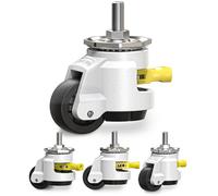 HOLKIE Juego de 4 ruedas giratorias niveladoras de alta pesados con mango de trinquete, ruedas retráctiles de tamaño de tornillo M12 y 1/2", ruedas ajustables para muebles, capacidad total de 1000 kg