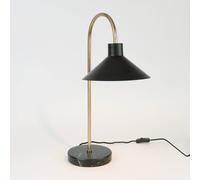 Holländer Oktavia lámpara de mesa, negro/oro, altura 58 cm, mármol