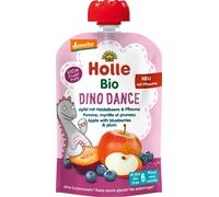 Holle Dino Dance - Bolsita de Puré de Fruta Bio - Manzana, Arándano y Ciruela - 100 g Holle