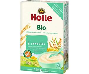 HOLLE Eco-Bio papilla de 3 cereales integrales ecológicos sin gluten desde el 6º mes caja 250 g