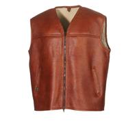 Hollert Hombre Chaleco de Piel Cordero Firminius Sin Cuello Coñac Auténtico Caza