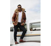 Hollert Hombre Chaqueta Piel Oveja B16 Modelo 5 Castaño/Capuccino Cuero Merino