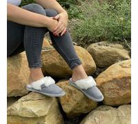 Hollert Mujer Merino Piel de Cordero Zapatillas Malibu Gris/Blanco Auténtico