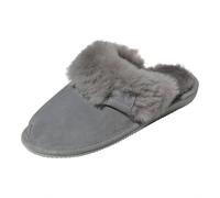Hollert Mujer Merino Piel de Cordero Zapatillas Malibu Gris Cuero Auténtico