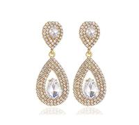 Hollow Flower Pendants Female Dangle Shiny Rhinestone for Women High-End Earrings