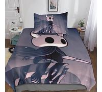 Hollow Knight Funda De Edredón 3D, De Polialgodón Videojuegos Microfibra con 2 Piezas Fundas De Almohada Juego De Cama para Edredón con Cremallera para Familias Y Niños Single(135x200cm)