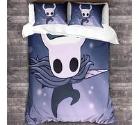 Hollow Knight Funda De Edredón 3D, Juego De Cama Impreso Funda De Almohada con 3 Piezas Cremallera, Videojuegos Microfibra Juego De Cama De Adecuado para Familias Y Niños King(220x240cm)
