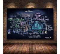 Hollow Knight Map The Game Poster Decoración Pintura del lienzo HD de Hallownest Poster Arte de la pared para la decoración del hogar de la habitación 75x115cm (30x45in) marco interior